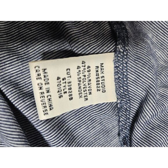 Max Studio Fold Over Flare Skirt Blue and white pinstripe, Size‎ Medium - Picture 3 of 8